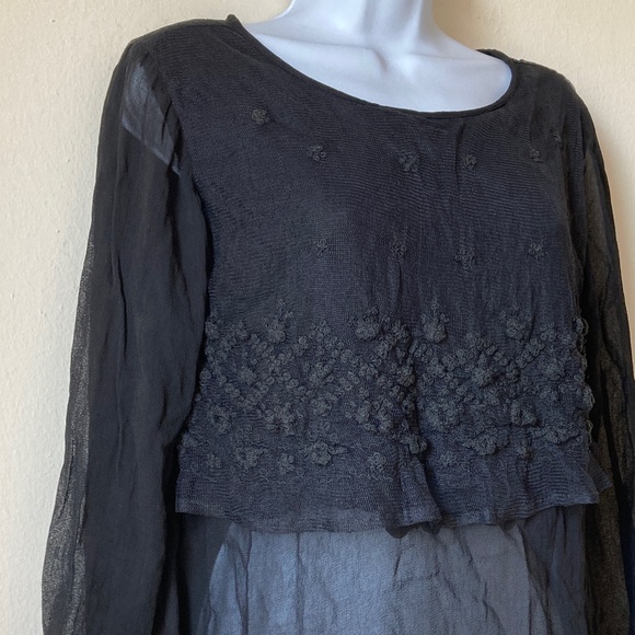 Funhouse NYC Black Lace Layered Sheer Blouse One Size - Picture 15 of 16